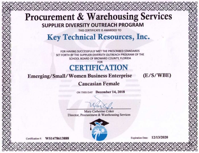 procurement & warehousing services certification